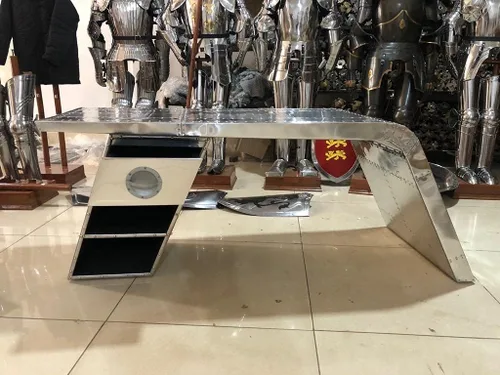 Miniatura 8 de Nautical-Mart Escritorio de ala de aviador Mesa de aluminio Muebles de aviador (izquierdo, 60 pulgadas)