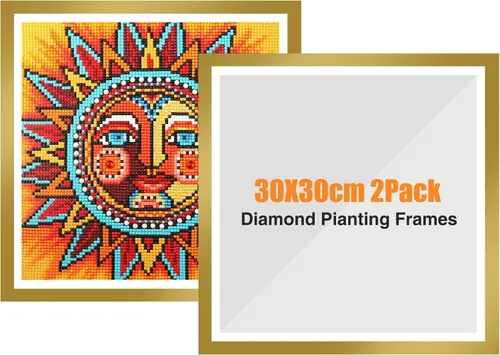 Miniatura 8 de GHHKUD Paquete de 2 marcos de pintura de diamante, marcos para lienzo de pintura de diamante de 11.8 x 11.8 in, marco de arte magnético de diamante