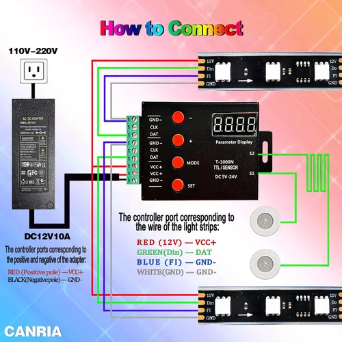 Miniatura 2 de Luz de escalera de color con sensor bidireccional de agua que fluye, sensor de movimiento, controlador LED, tira de luz flexible de 12 V, 16.4 pies