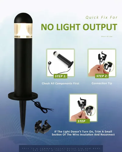 Miniatura 9 de 2 paquetes de luces de paisaje de bajo voltaje para caminos, luz de bolardo LED de 12V IP67 impermeable, luces cableadas para entrada al aire libre