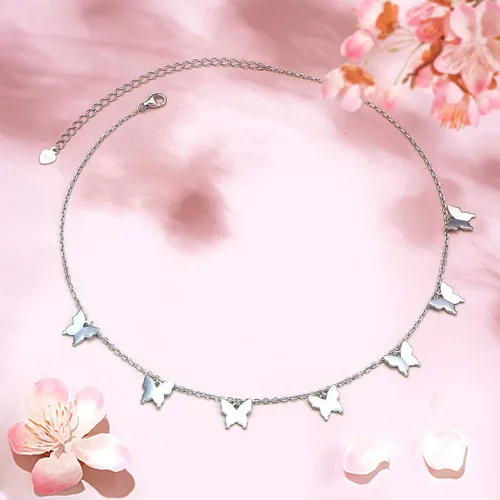 Miniatura 3 de Gargantilla ajustable de plata de ley S925 con colgante, joyería para mujeres y niñas.