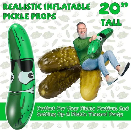 Miniatura 4 de Jexine 20 pulgadas inflable pepinillo pepinillo pepinillo divertido flotador de piscina, regalos inflables de pepinillo flotador juguetes