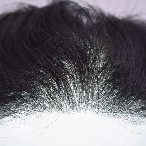 Miniatura 3 de Cabello humano para hombres, tupé, piezas de cabello humano europeo, todas las piezas de cabello con bucle en V, 0.002 in, piel fina, sistemas