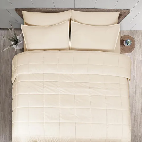 Miniatura 2 de EnvioHome Juego de edredón tamaño Queen con fundas de almohada, ultra suave y acogedor, ligero, estampado, color beige