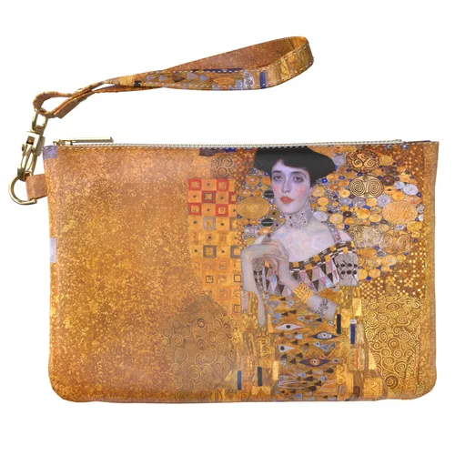 Bolsa de maquillaje de 9.5 x 6 pulgadas, bolsa dorada para bolso de mano, accesorios de correa famosa, organizador portátil cosmético, diseño de