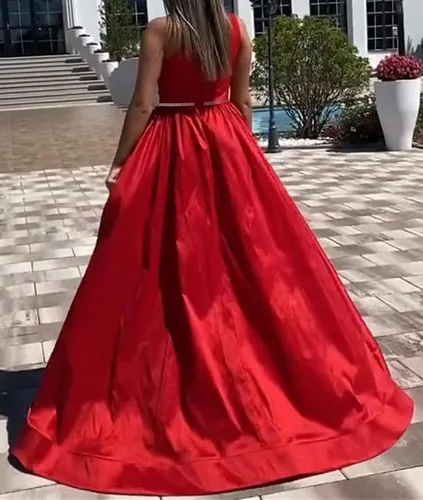 Miniatura 6 de Vestidos de satén de un hombro para niñas, vestido de princesa de una línea de flores con banda de abalorios