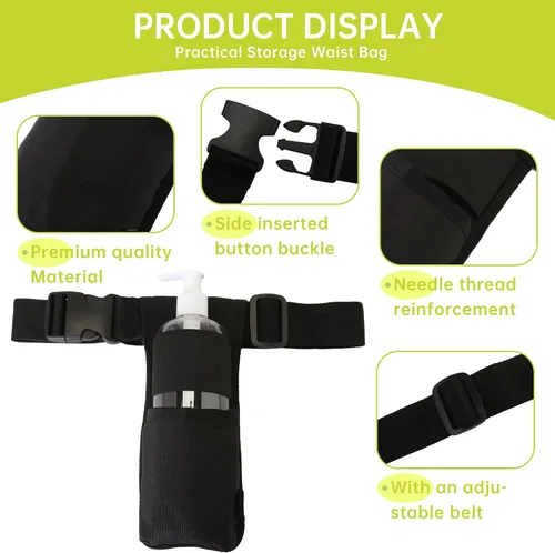 Miniatura 3 de Loción de masaje ajustable, funda de botella de terapeuta manos libres, organizador de suministros de salón de spa duradero, bolsa de cintura
