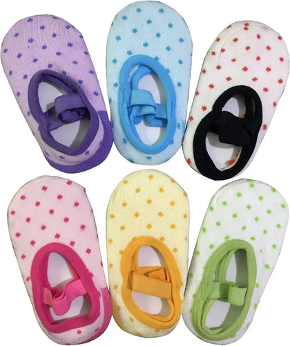 Miniatura 4 de Monochef Calcetines para bebé niña de regalo: 6 pares de calcetines Mary Jane con agarre antideslizante para 12-30 meses