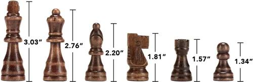 Miniatura 2 de AMEROUS Piezas magnéticas de ajedrez de madera, piezas de ajedrez de madera de Staunton de torneo, figuras de rey de 3.03 pulgadas, piezas