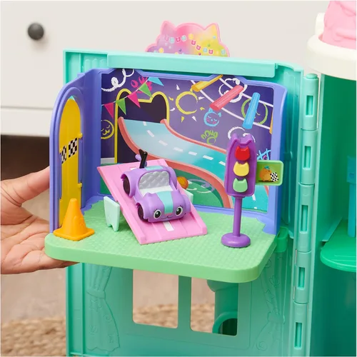 Miniatura 5 de La casa de muñecas de Gabby, habitación de juego Carlita Purr-ific con coche de juguete Carlita, accesorios, muebles y entregas de la casa