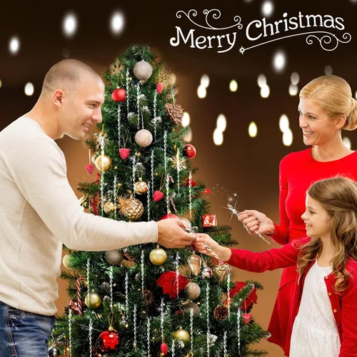 Miniatura 5 de 30 piezas de carámbanos de plástico trenzados para árbol de Navidad; adornos colgantes para árbol de Navidad, fiesta de Navidad, boda, fiesta