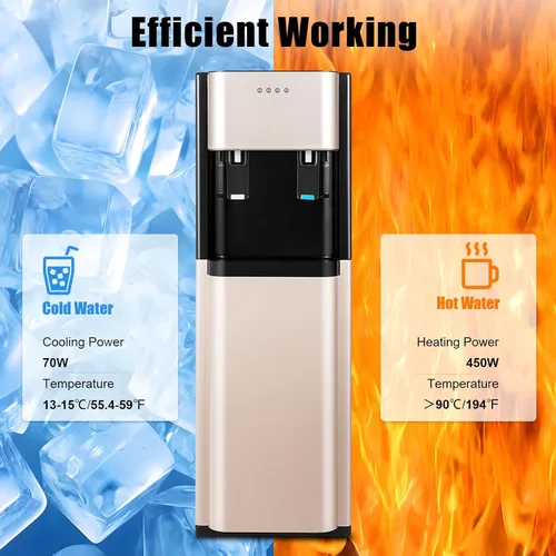 Miniatura 4 de Dispensador de enfriador de agua de carga inferior para botellas de 5 galones, enfriador de agua de acero inoxidable con 2 ajustes de temperatura