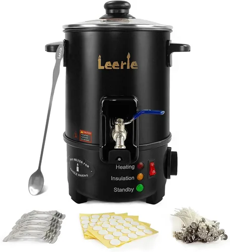 Leerie M4 - Derretidor de cera para fabricación de velas de 8 libras, núcleo de calentamiento, boquilla de latón y control de temperatura, sin