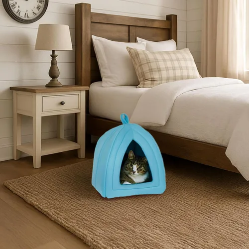 Miniatura 7 de Cama para gatos de tienda de campaña / iglú PAW, azul, Azul