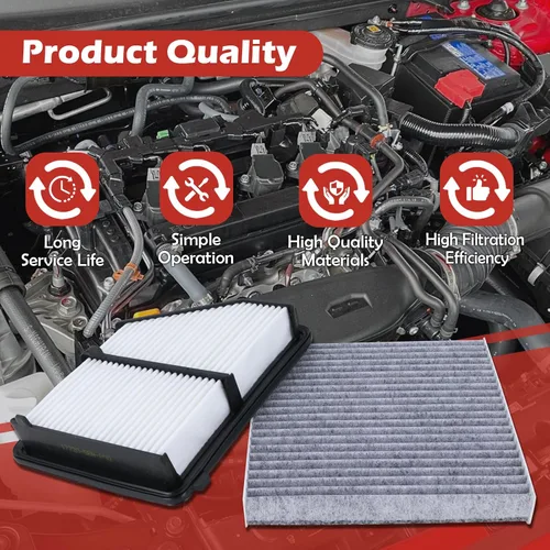 Miniatura 5 de Kit de filtro de aire de motor 17220-5BA-A00 y filtro de aire de cabina 80292-TF0-G01 Compatible con Honda Civic 2.0L de aspiración natural