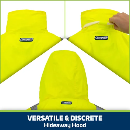 Miniatura 5 de JORESTECH Capa de lluvia de seguridad de alta visibilidad Lima/Amarillo Clase 3 con cinta reflectante de 2 pulgadas, cumple con ANSI/ISEA