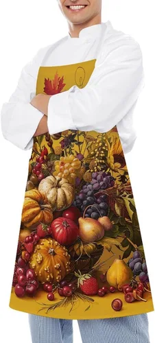 Miniatura 4 de MUSM Apron for Adults - 27.6 X 31.5 Inch, Heavy-Duty Polyester Aprons with Two Large Pockets, Waterproof Pale Yellow Flowers Kitchen Apron for