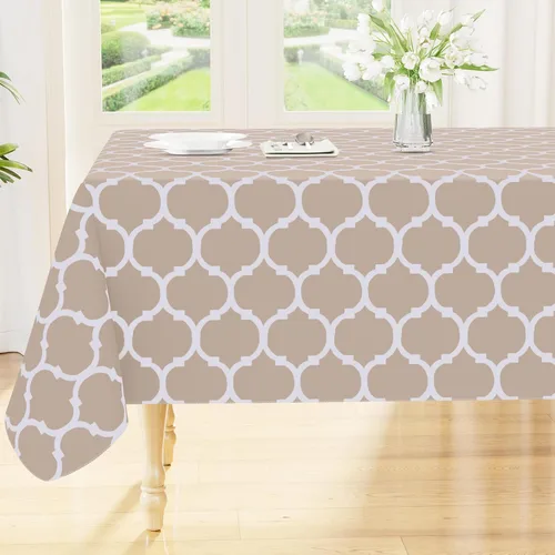 Miniatura 17 de Smiry Mantel redondo de plástico para mesa, mantel de vinilo impermeable con parte trasera de franela para mesas redondas, lavable y a prueba