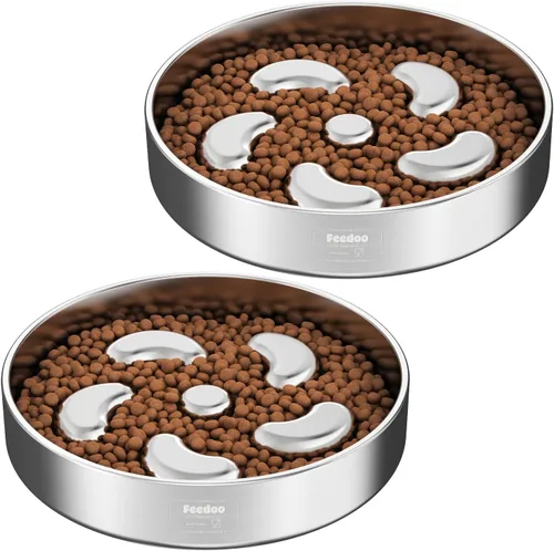 Miniatura 11 de Tazón de alimentación lenta para perros, 3.5 tazas para razas grandes, cuencos de acero inoxidable 304 de grado alimenticio con base antideslizante