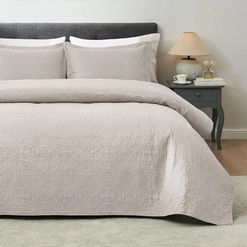 Miniatura 22 de Hansleep - Juego de edredón de tamaño King en verde oliva - Colcha de damasco ultrasónica para todas las estaciones, juego de ropa de cama suave