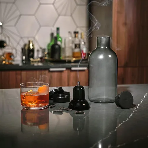 Miniatura 7 de Viski Alchemi - Kit de cóctel ahumado, juego de ahumador de bebidas con soporte de vidrio para ahumar, jarra de infusor, tapón de silicona, pellets