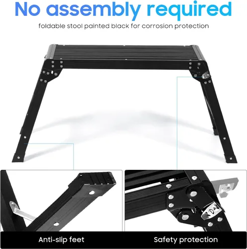 Miniatura 4 de LEADALLWAY Escalera de plataforma de trabajo de aluminio de 30 x 12 x 20 pulgadas, resistente, plegable, capacidad de 330 libras, color negro