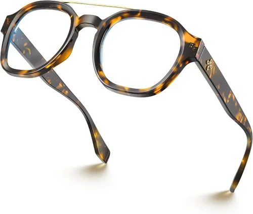 Miniatura 8 de VISOONE Gafas retro redondas antifatiga ocular de metal medianas, gafas de bloqueo de luz azul para juegos de computadora, mujeres y hombres, Sanford