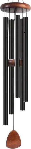 Miniatura 20 de Bursvik Campanilla de viento de 28 pulgadas, campanillas de viento decorativas en metal para exteriores, conmemorativas, regalo de recuerdo, Negro
