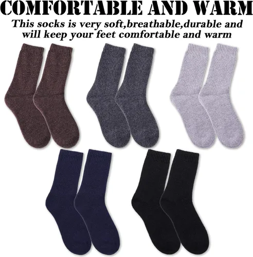 Miniatura 2 de MQELONG Womens 5 Pairs Soft Thick Comfort Casual Cotton Warm Wool Crew Winter Socks