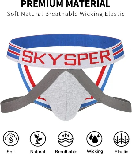 Miniatura 59 de SKYSPER Jock Strap Athletic Supporter para hombres Sexy Jockstrap Ropa interior masculina