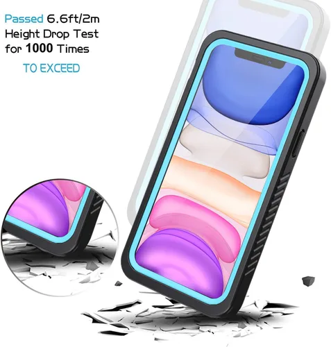 Miniatura 5 de Lanhiem Funda impermeable para iPhone 11 Pro Max, protección de cuerpo completo 360 bajo el agua, a prueba de suciedad, a prueba de golpes, con Negro