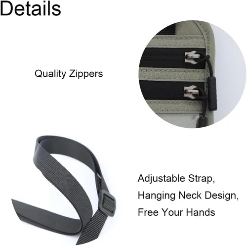 Miniatura 7 de Bolsa de viaje con bloqueo RFID para hombres, organizador de documentos, soporte para pasaporte para cuello, cartera delgada y con cordón, Azul