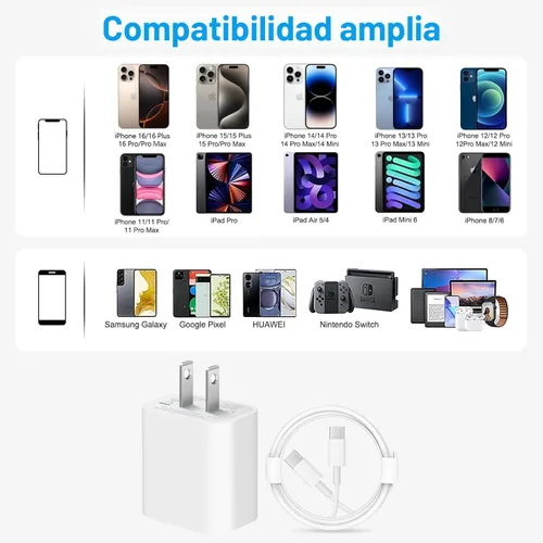 Miniatura 7 de iPhone 17 16 15 Cargador/Cable de carga de 10 pies tipo C a C largo, bloque de carga rápida USB C enchufe de carga para Apple iPhone 17 Pro Max/17