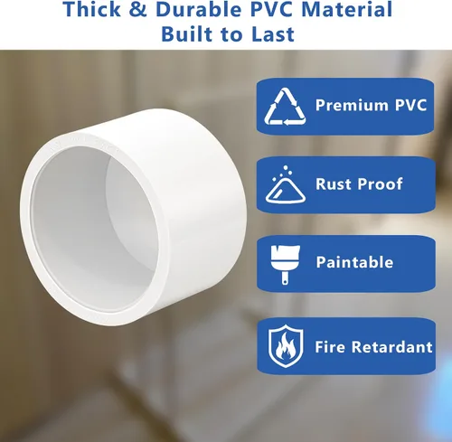 Miniatura 5 de Tapa de extremo de PVC de 1 pulgada, paquete de 10 conectores de codo de tubería, accesorios de tubería de PVC SCH40 de grado para muebles