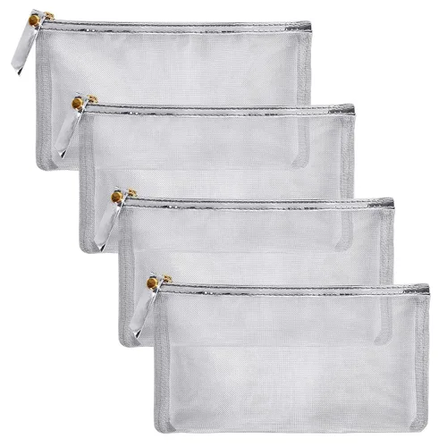 Miniatura 9 de HRX Package Bolsas de cosméticos de malla de nailon con cremallera, 6 piezas A5 para maquillaje, bolsas organizadoras para bolso, bolsa de pañales