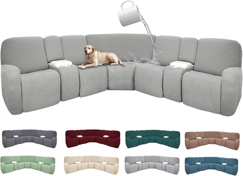 Miniatura 72 de Fundas de sofá reclinable seccional 100% impermeables para sofá reclinable en forma de L, funda de sofá modular de esquina en forma de L, fundas
