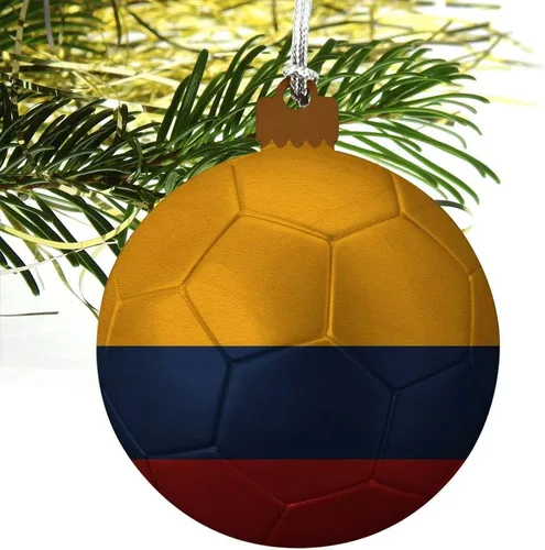 Miniatura 4 de GRAPHICS & MORE Bandera de Colombia Balón de Fútbol Fútbol Madera Árbol de Navidad Adorno de vacaciones