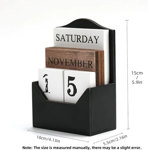 Miniatura 2 de Calendario perpetuo con bloques de madera, calendario para el hogar, día de San Valentín, regalo, decoración de oficina, escritorio, fecha, semana