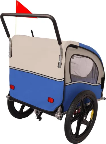 Miniatura 9 de Remolque y cochecito de bicicleta para niños de 2 asientos, remolque de bicicleta y cochecito 2 en 1 para 2 niños, plegable con rueda delantera