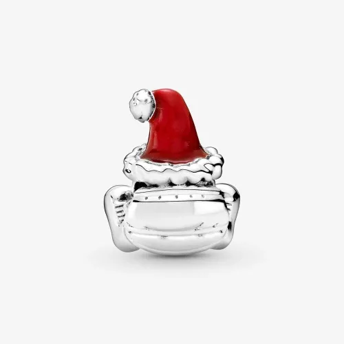 Miniatura 2 de PANDORA Abalorio de Papá Noel sentado y regalo, Metal, circonita