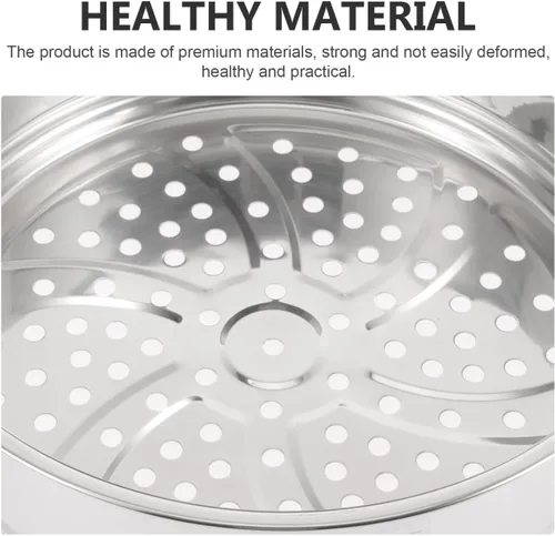 Miniatura 5 de DOITOOL Cesta de vapor de acero inoxidable con asas dobles de 10.62 x 8.26 x 2.75 pulgadas, cesta de vapor de alimentos para albóndigas, bollos