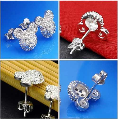 Miniatura 5 de Aretes clásicos de plata 925 para mujer, 100 % de plata 925 mate, aretes de plata italiana para niñas, joyería no alérgica, 0.3 pulgadas 0.4