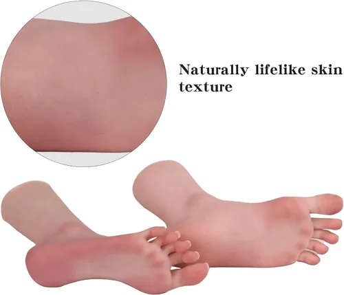 Miniatura 8 de 1:1 par de pies femeninos modelo de silicona suave arrugas en las plantas de los pies, maniquí de tamaño real estilo ballet con uñas