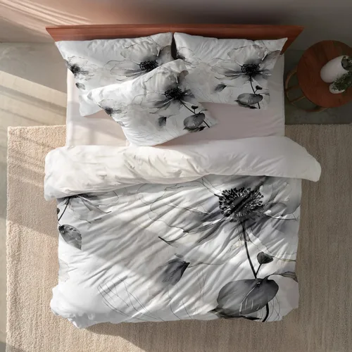 Miniatura 3 de Batmerry Flowers Watercolor Twin Size 3 Pieces Bedding Duvet Cover Sets, Soft Fluffy Elegant Black White Flower Painting 100% Cotton Printed Duvet