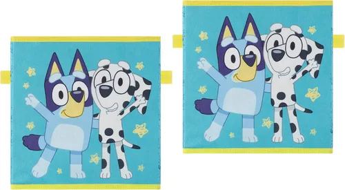 Bluey - Juego de 2 cubos de almacenamiento plegables, 10 x 10 x 10 pulgadas, contenedores de tela espaciosos para niños, organizadores de juguetes