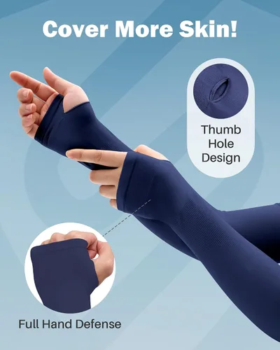Miniatura 20 de Mangas para brazo, para hombres o mujeres. Para calentar o refrescar. Guantes de Compresión con factor de protección de los rayos ultravioleta UPF