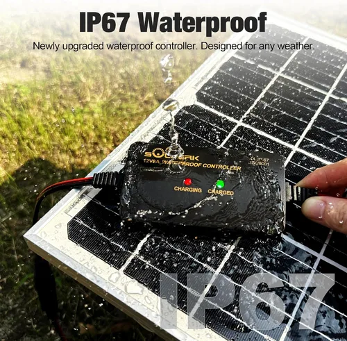 Miniatura 3 de SOLPERK - Cargador de batería solar de 15 W 12 V, panel solar impermeable + controlador de carga de 8 A de actualización + soporte de montaje