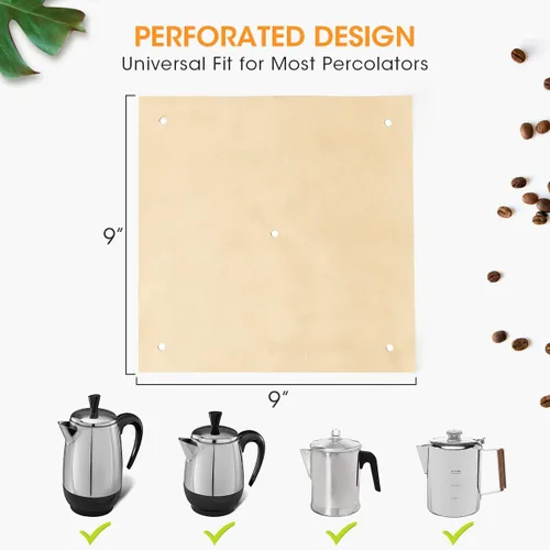 Miniatura 5 de Aieve 160 filtros de café percolador, papel de filtro perforado sin blanquear para ollas de café eléctricas, filtros percoladores envolventes