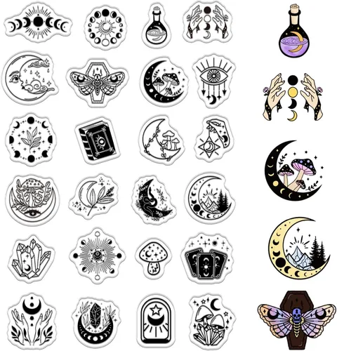 Miniatura 9 de CRASPIRE Sellos transparentes de árbol de la vida, diseño de luna, reutilizables, de silicona, para diario, tarjetas, decoración, manualidades
