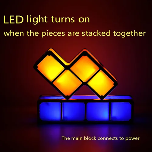Miniatura 2 de VEEKI Luz nocturna apilable, LED apilable de 7 colores, rompecabezas 3D, luz nocturna, lámpara de escritorio entrelazada de inducción, bloques